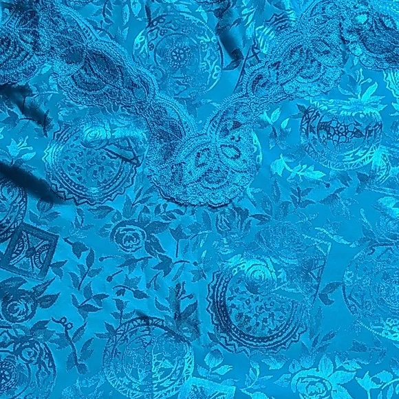 Gold label vintage Victoria secret paisley slip dress/ chemise teal blue